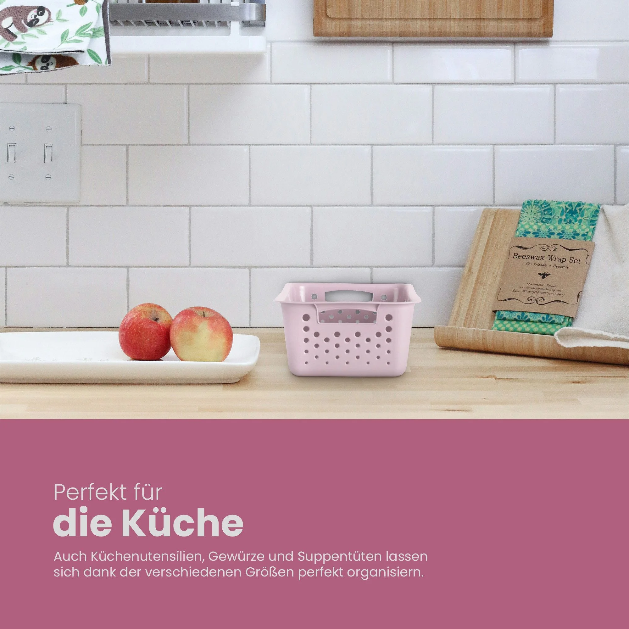 Aufbewahrungskorb aus Kunststoff – modulares Organizer-Set mit Griffen (4er-Set)